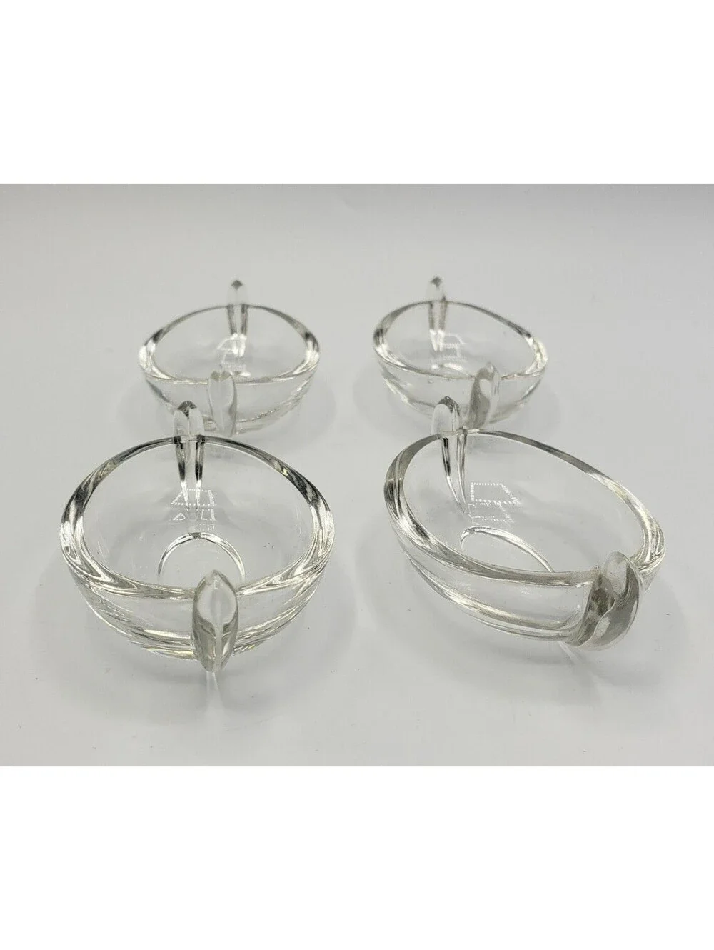 Crystal Clear Glass Salt Cellars Dips Oval Boat Shape QTY 4 Dipping Sauce Bowl